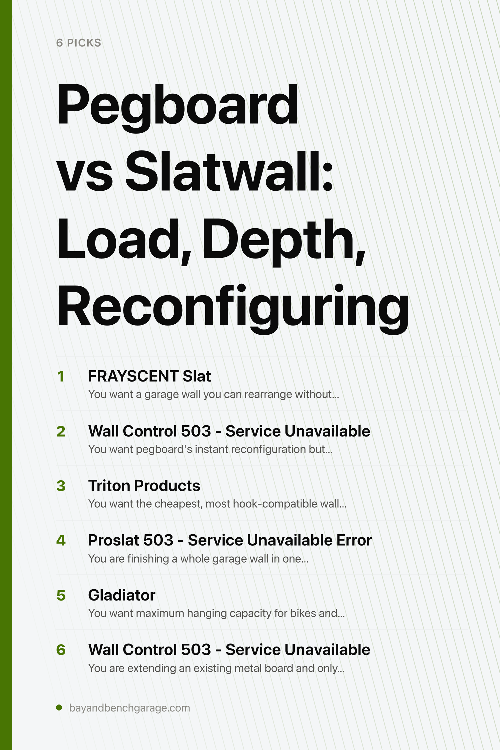 Pegboard vs Slatwall: Load, Depth, Reconfiguring — the picks, as a saveable list