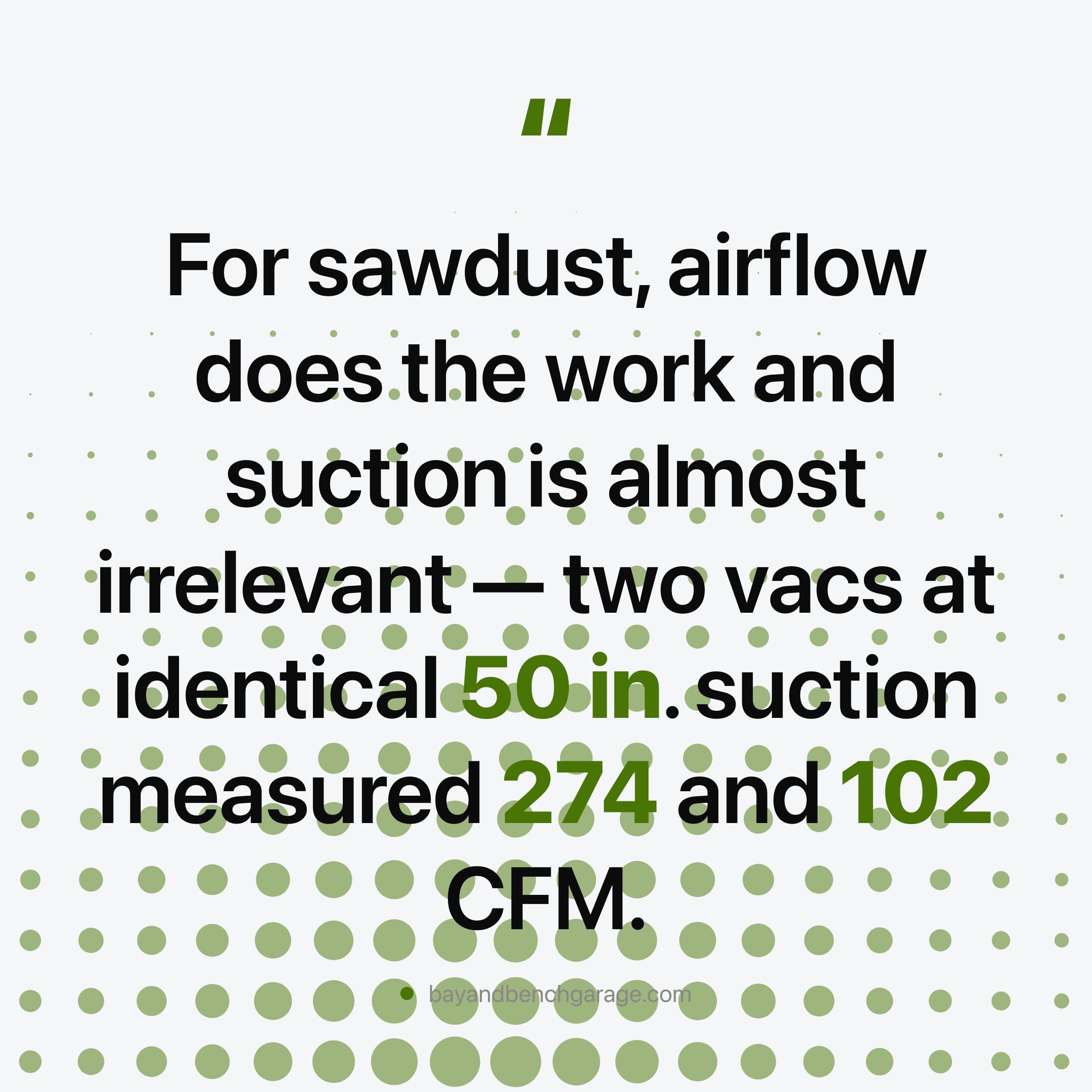 Shop Vac CFM, Not Suction, Picks Up Sawdust