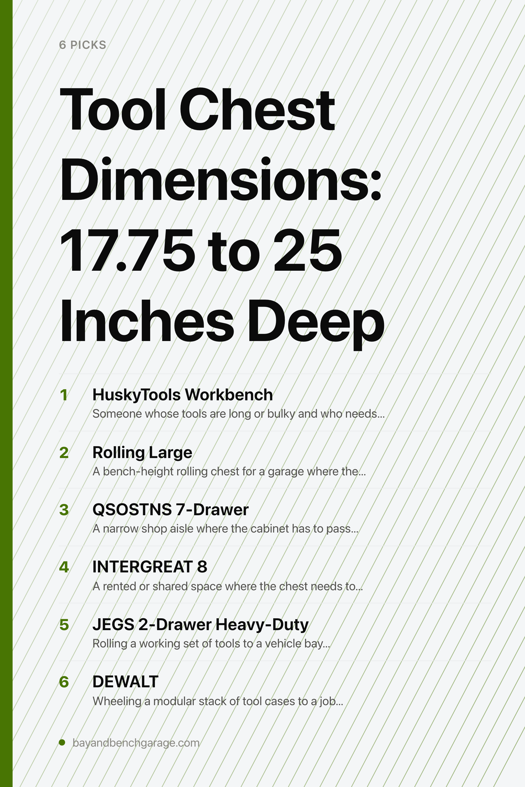 Tool Chest Dimensions: 17.75 to 25 Inches Deep — the picks, as a saveable list